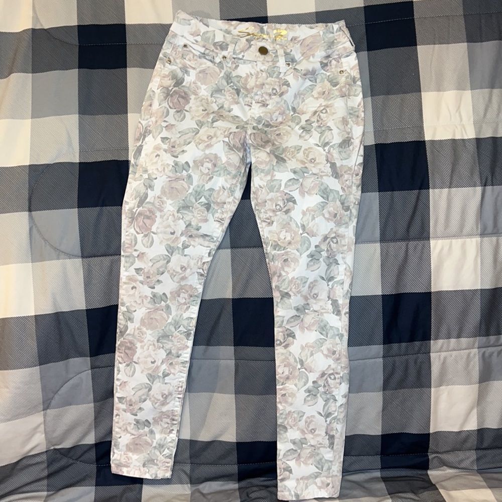 Seven7 Tummyless High Rise Slimming Stretch Skinny Jeans (Floral Print, 8)